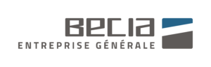 Logo BECIA avec mention Entreprise Générale et pictogramme bleu et gris