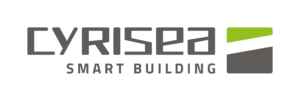 Logo Cyrisea avec mention Smart Building et pictogramme vert et gris