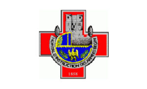 Logo de l’Hôpital d’Instruction des Armées Bégin avec croix rouge et emblème central