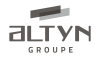 Logo Altyn Groupe avec marque verbale et formes géométriques superposées