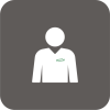Icône représentant une silhouette portant un badge pour symboliser un intervenant ou conseiller