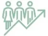 Icône représentant trois personnes stylisées sur une courbe ascendante symbolisant la progression des équipes